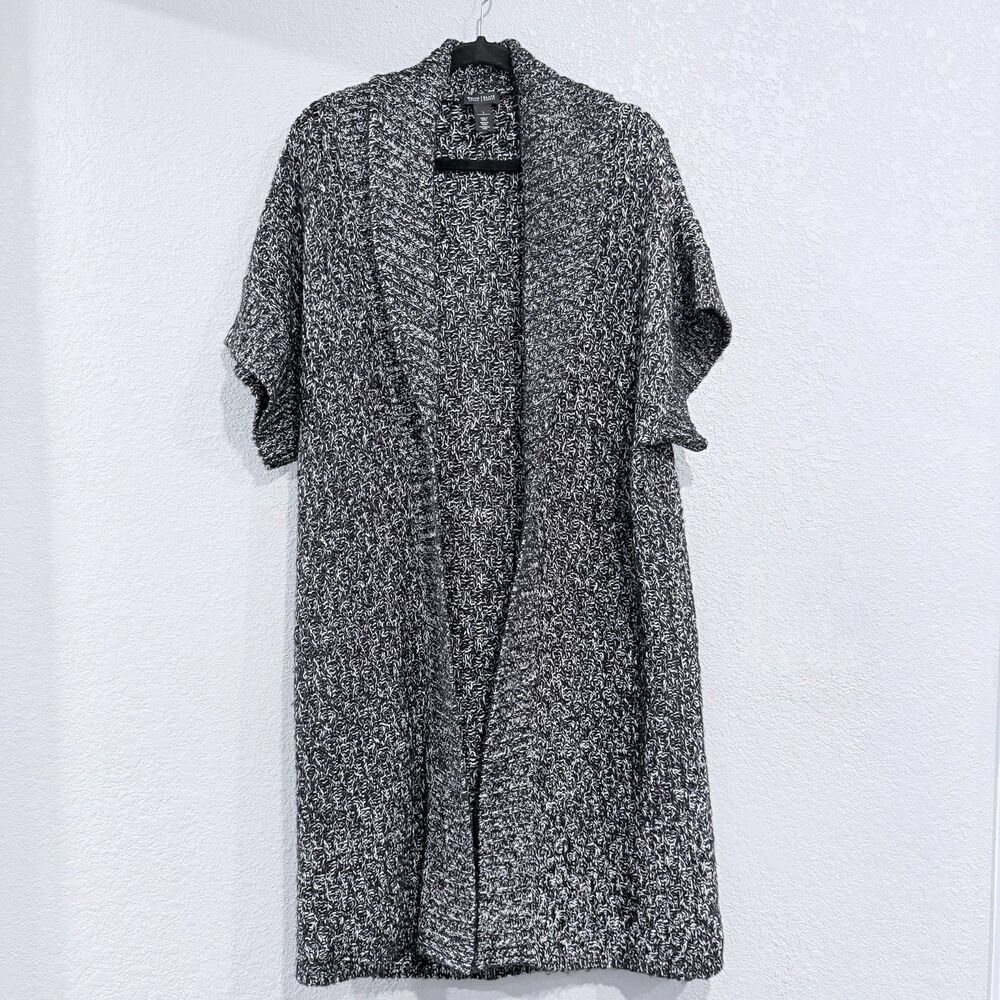 White House Black Market Chunky Knit Short Sleeve Open Front Long Cardigan Large
